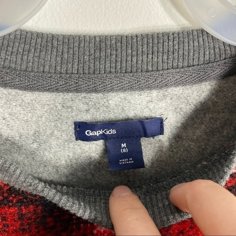 Gap Plaid Sweater Sweatshirt Fleece Sz Medium Kids